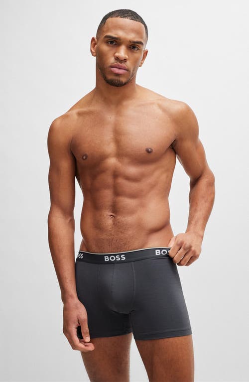 Hugo Boss Boss 3-pack Power Stretch Cotton Boxer Briefs In Blue