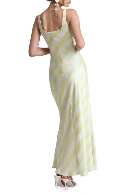 Shop Avec Les Filles Bias Cut Maxi Dress In Kiwi Twist Stripe