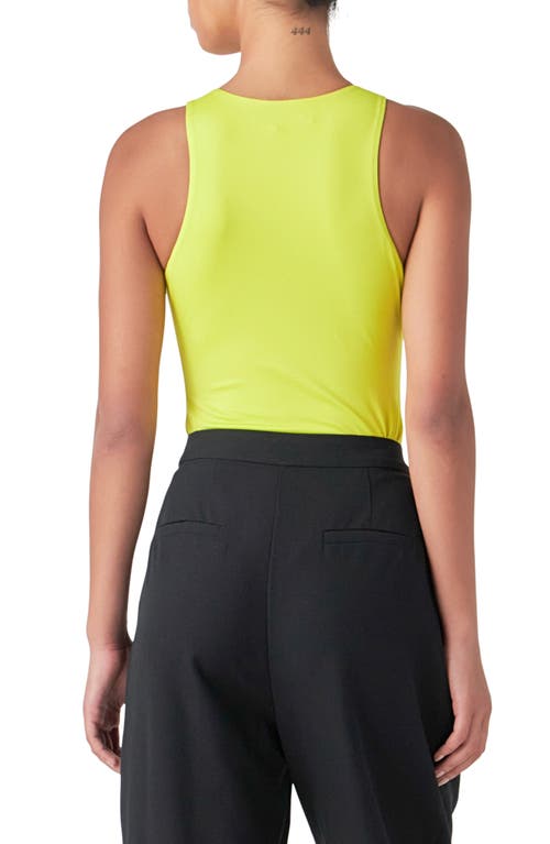 Grey Lab Solid Crewneck Bodysuit In Lime