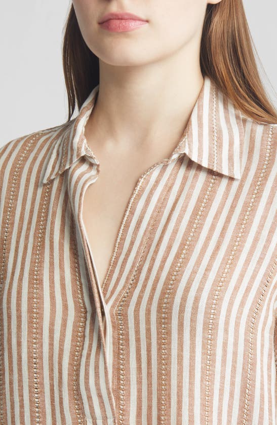 Shop Rails Banks Stripe Linen Blend Leno Shirt In Palo Santo Stripe
