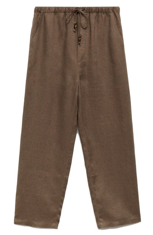 Mango Linen Jogger Trousers Medium Brown In Medium Brown