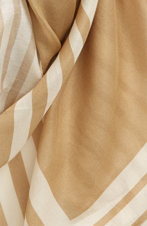 Shop Vince Geo Stripe Cotton & Silk Square Scarf In White/oak Bell