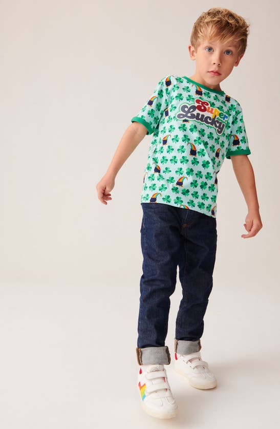 Shop Little Bird Kids' Super Lucky Cotton Graphic T-shirt In Green