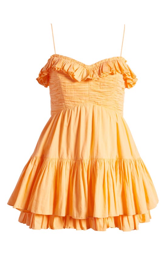 Shop Loveshackfancy Linny Ruffle Cotton Minidress In Tangerine