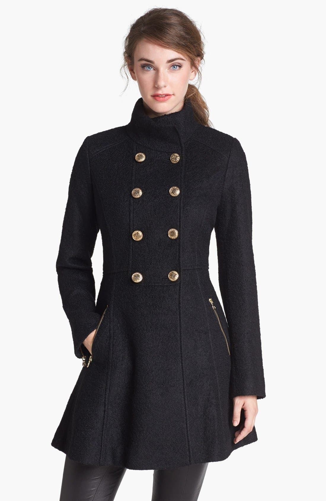 GUESS Fit & Flare Bouclé Military Coat Only) Nordstrom