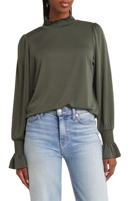 Wit & Wisdom Smocked Mock Neck Top at Nordstrom,