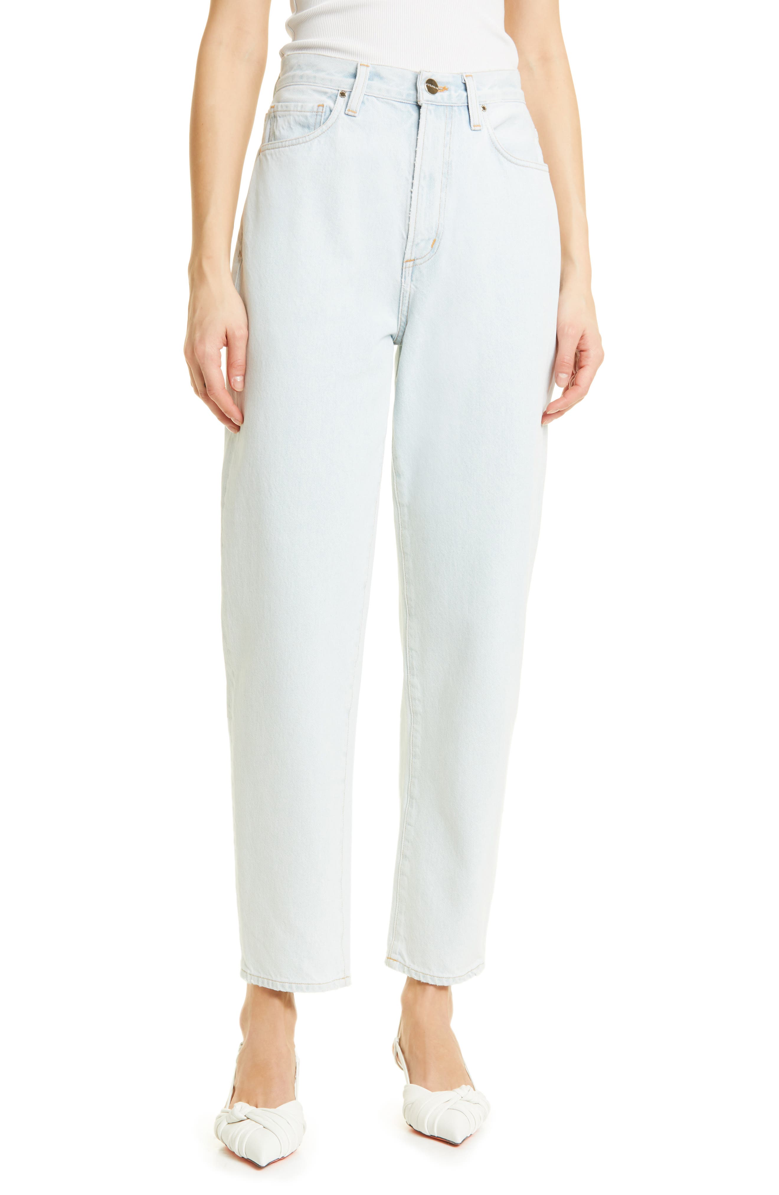 High Waist Tapered Straight Leg Jeans 