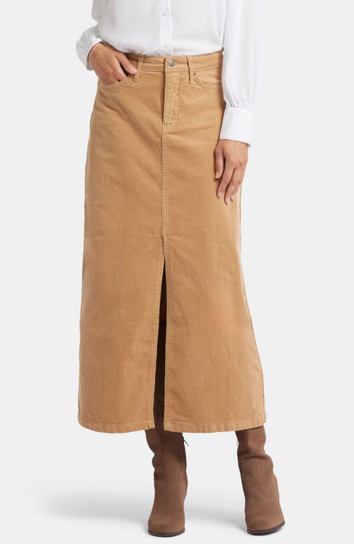 Shop Nydj High Waist Slit Front Corduroy Maxi Skirt In Sand Dune