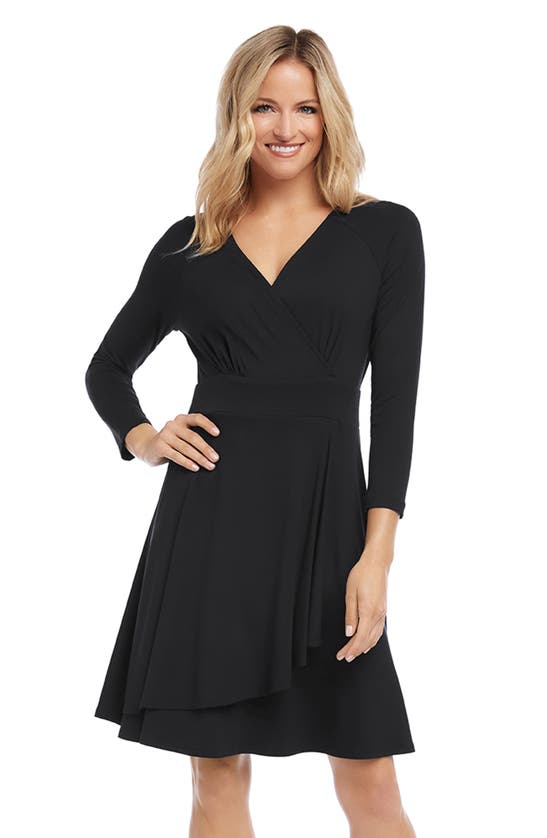 Shop Karen Kane Drape Faux Wrap Dress In Black