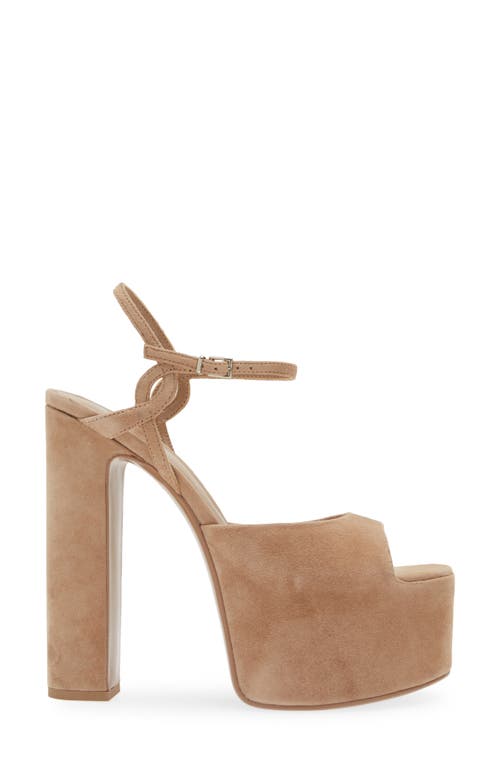 Jeffrey Campbell Ever Last Ankle Strap Platform Sandal In Beige Suede