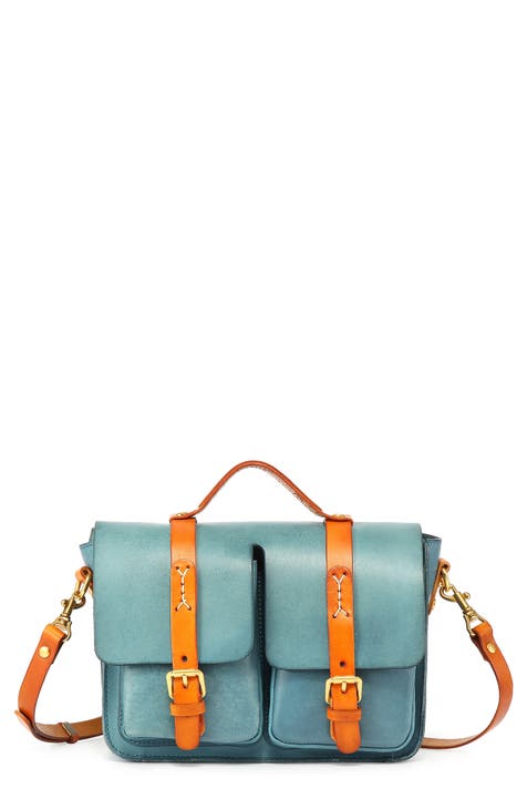 Blue leather online satchel