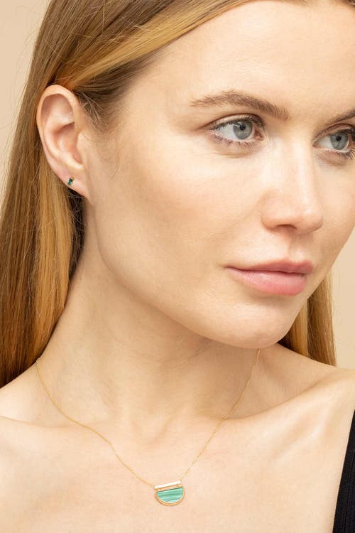 Oradina 14k Gold Fresco Baguette Micro Studs Earrings In Yellow Gold - Green Zirconia