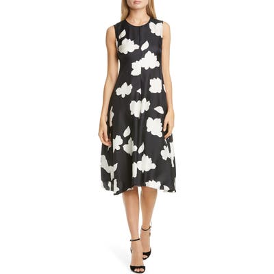 Theory Nophella Drop Waist Silk Dress, Black