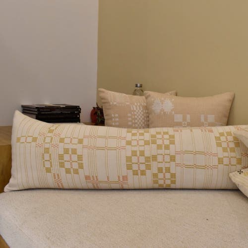 Heirloom Naga Chingchen Handwoven Long Lumbar In Beige