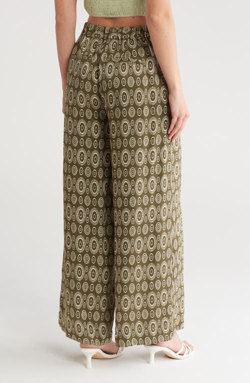 Shop Philosophy By Rpublic Clothing Scarf Print Wide Leg Pants In Green/ivory Print
