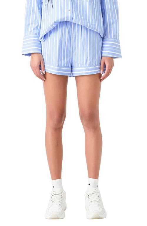 Grey Lab Stripe Cotton Shorts Blue at Nordstrom,