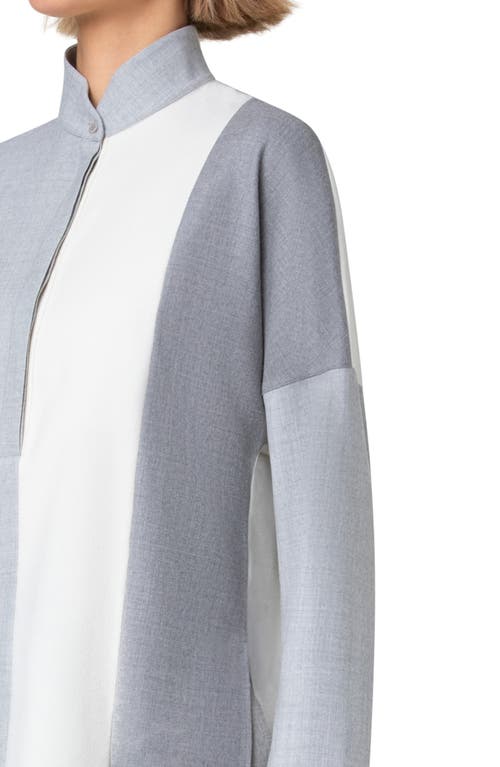 Akris Punto Kimono Style Colorblock Blouse In Titan-silver