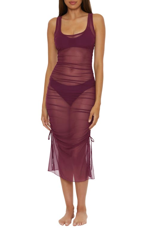 Shop Becca Muse Sheer Mesh Cover-up Dress In Aubergine