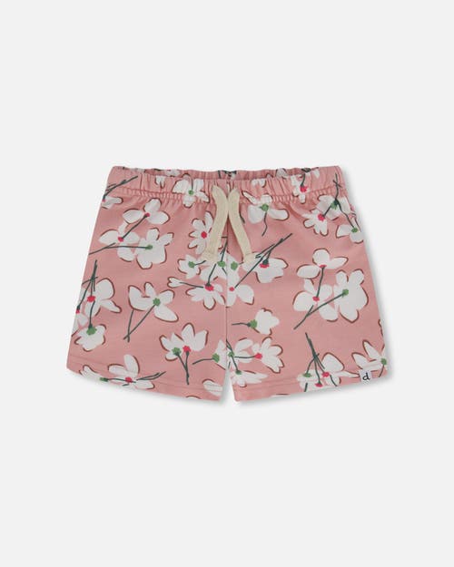 Deux Par Deux Girl's French Terry Short Pink Jasmine Flower Print at Nordstrom