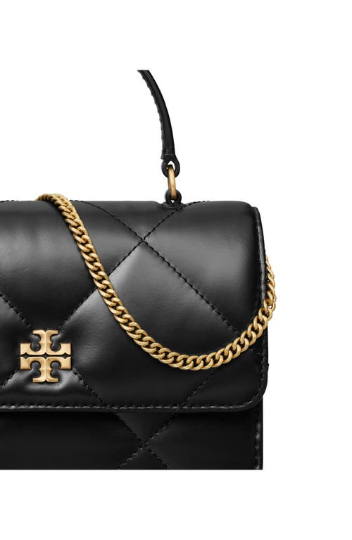 Tory Burch Kira Mini Quilted Leather Top-handle Bag In Black