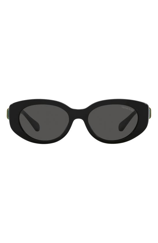 Shop Swarovski 53mm Oval Sunglasses In Dark Grey