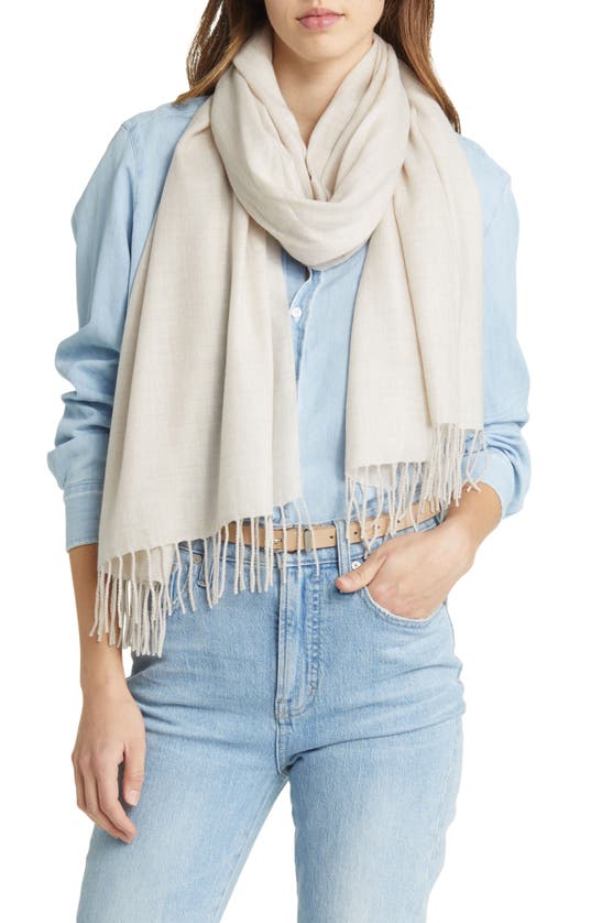 Shop Nordstrom Tissue Weight Wool & Cashmere Scarf In Beige Oat Medium Heather