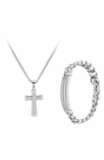 Mens diamond 2025 cross bracelet