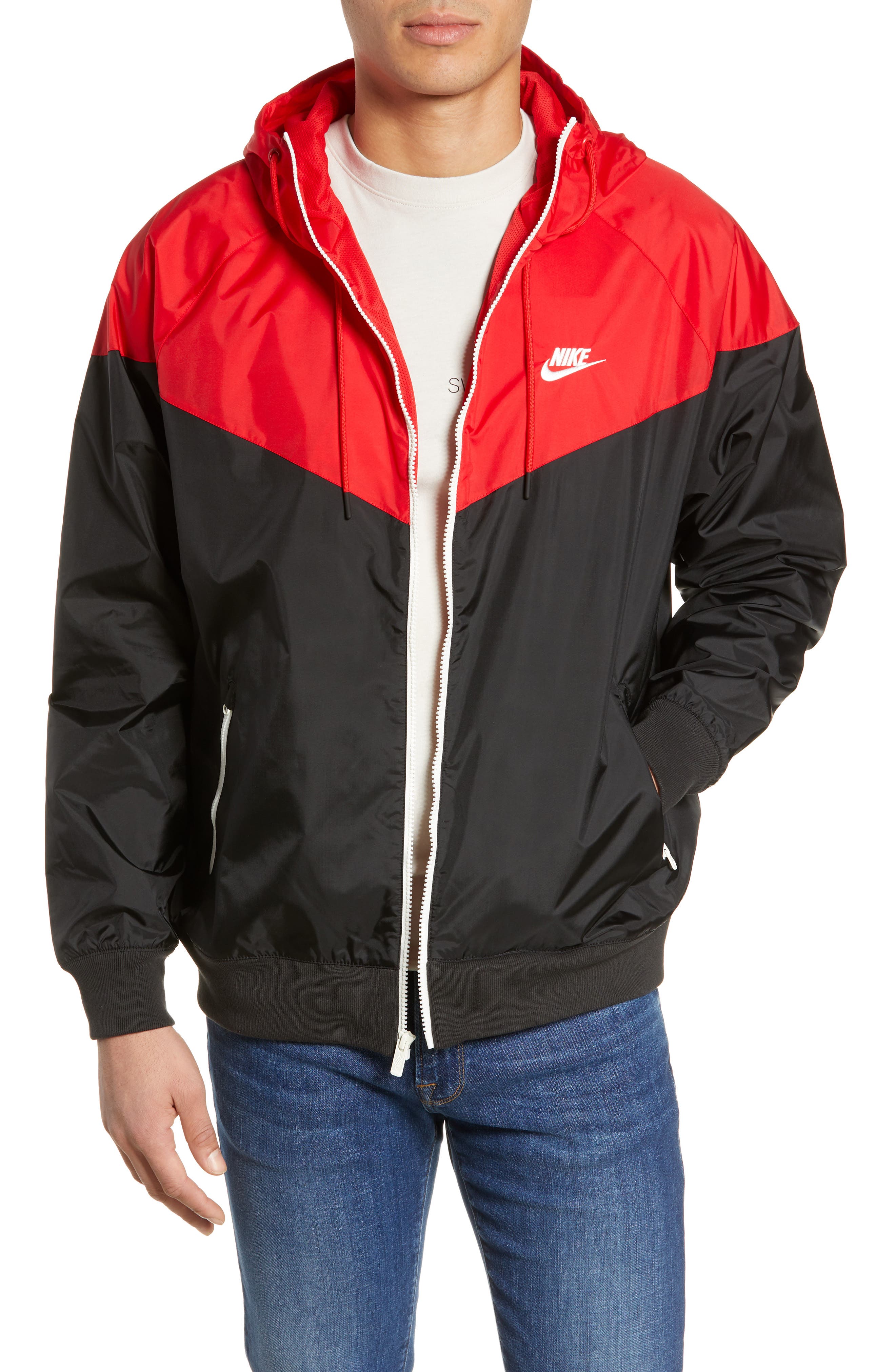 nike windrunner jacket red black