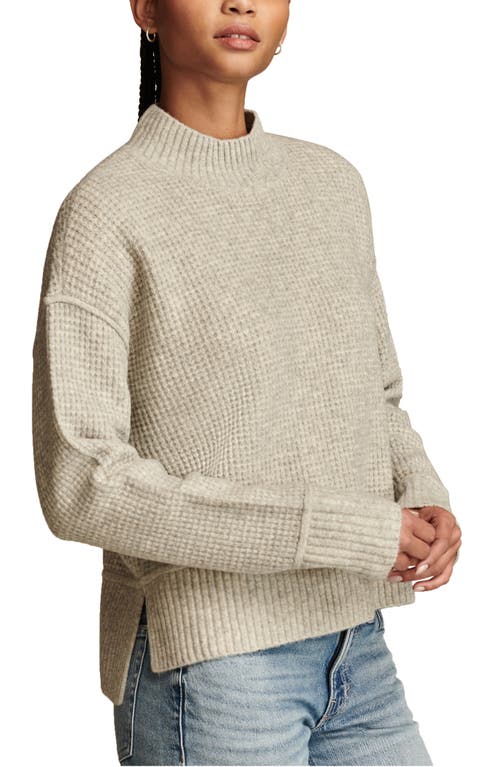 Shop Lucky Brand Waffle Stitch Mock Neck Sweater In Light Heather Grey