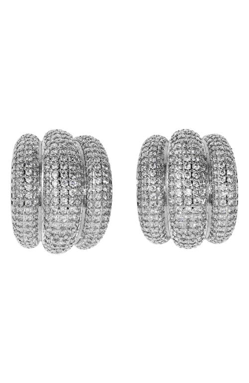 Elsa Pavé Shield Half Hoop Earrings in Silver
