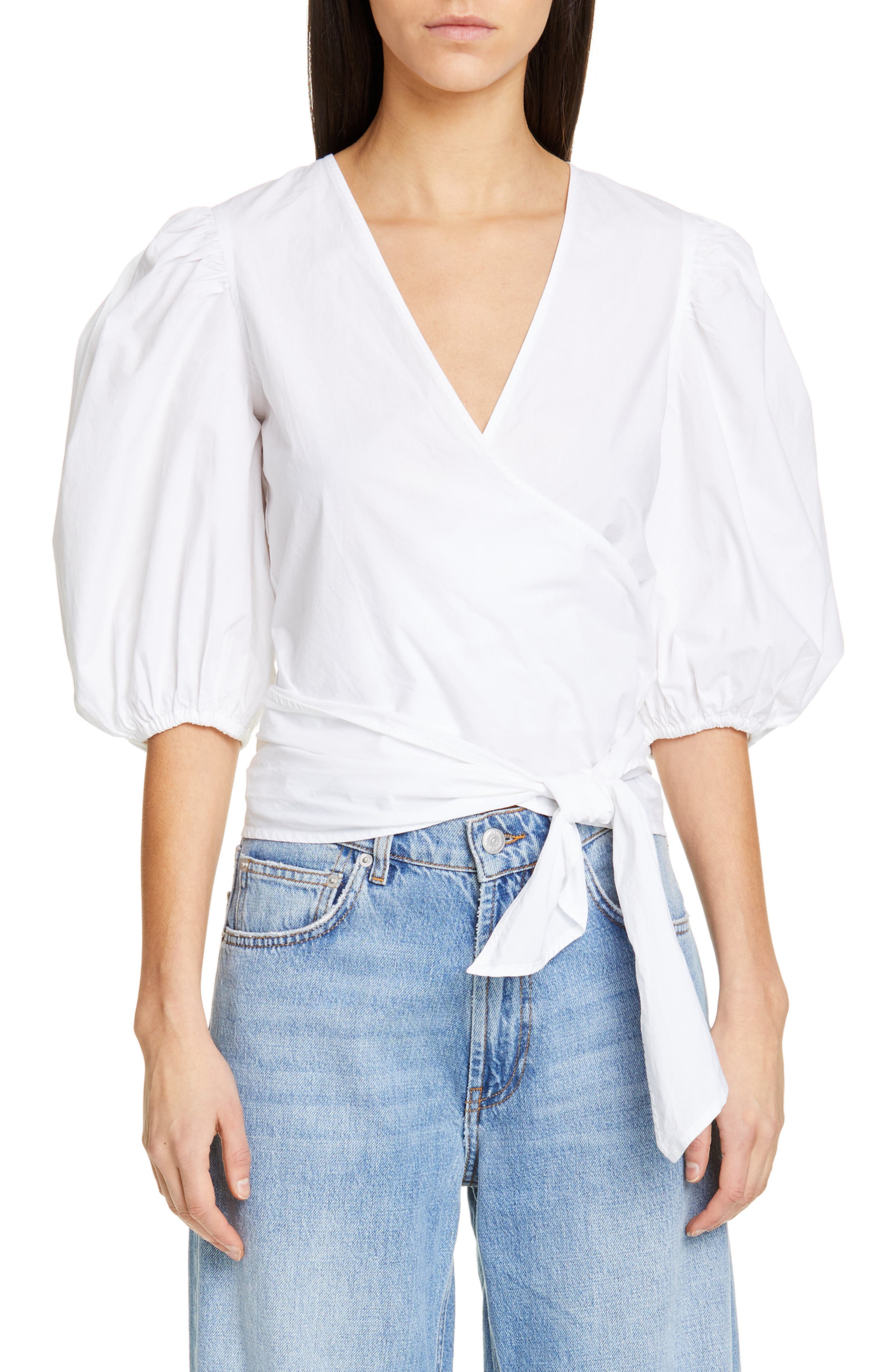 ganni wrap blouse