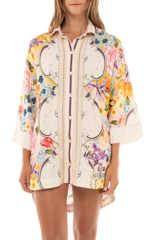 Chrissy Dreamin Cotton & Linen Blend Cover-Up Shirtdress in Multicolor
