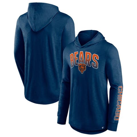 Men's Fanatics Branded Navy Chicago Bears Front Runner Long Sleeve Hooded T-Shirt Size: Medium