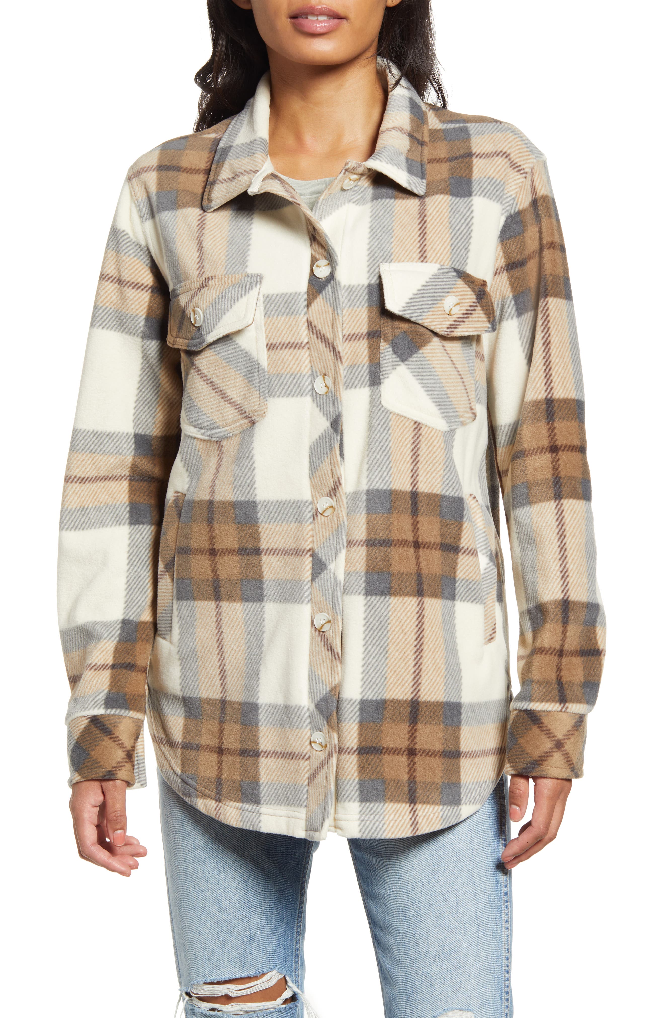 Thread & Supply Plaid Polar Fleece Shacket Nordstrom