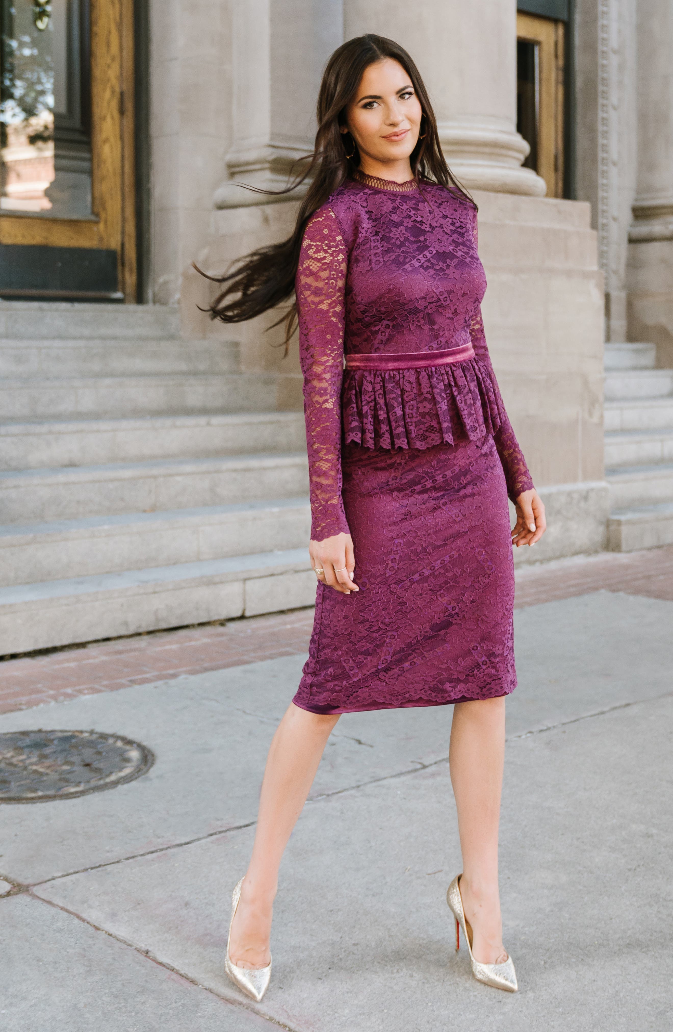 nordstrom purple lace dress