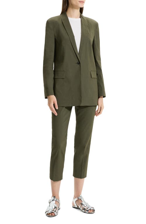 Theory Rolled-sleeve Shawl Collar One-button Jacket In Dark Olive