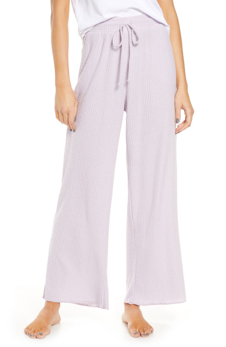 SOCIALITE Waffle Knit Wide Leg Lounge Pants, Main, color, PURPLE