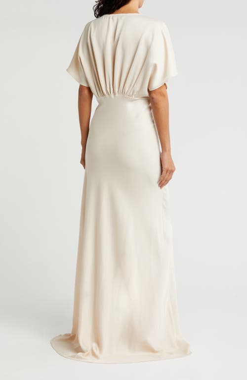 By Design Paige Dolman Sleeve Satin Dress In Champagne