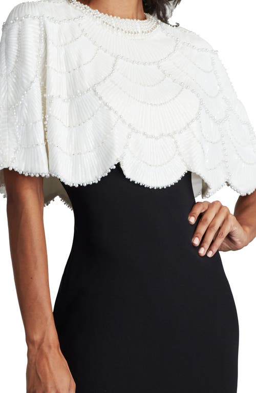 Tadashi Shoji Sequin Cape Bodice Gown In Ivory/black