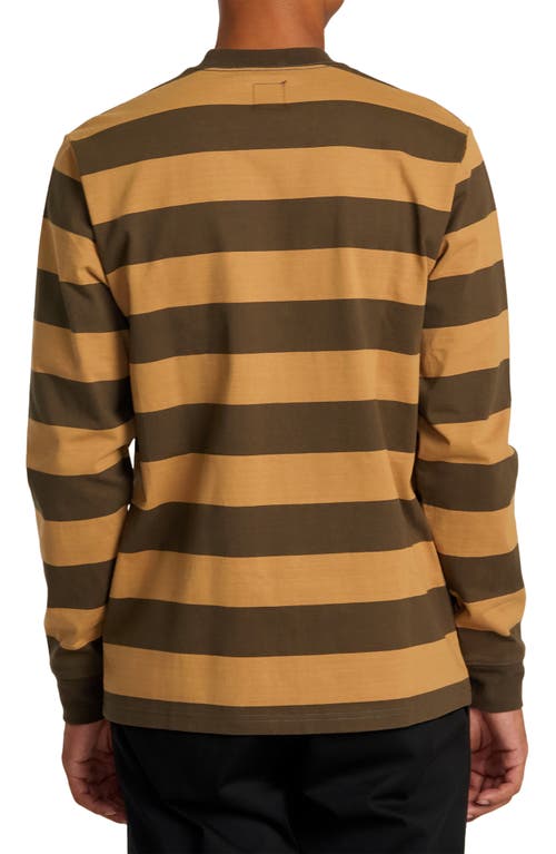 Shop Rvca Stripe Long Sleeve Cotton T-shirt In Camel