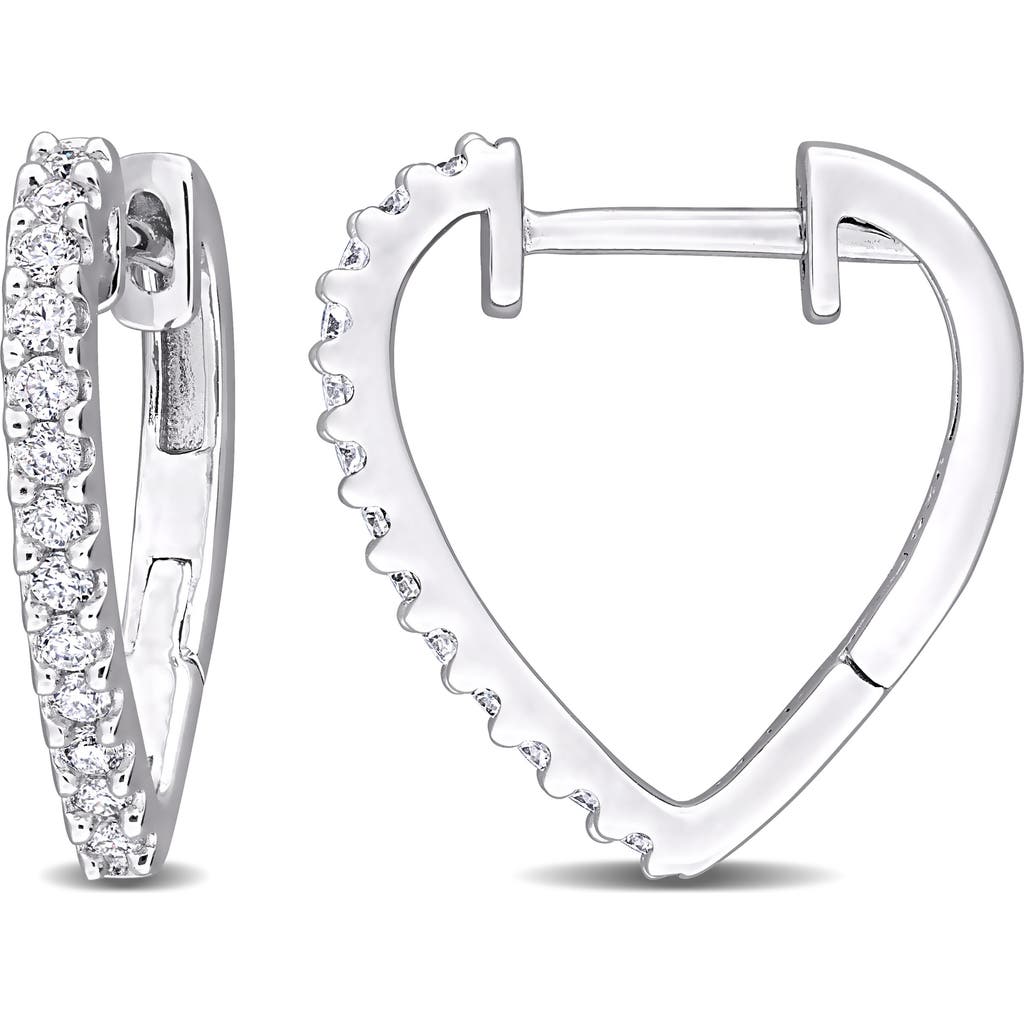 Delmar Lab-created Moissanite Huggie Hoop Earrings In Silver/white