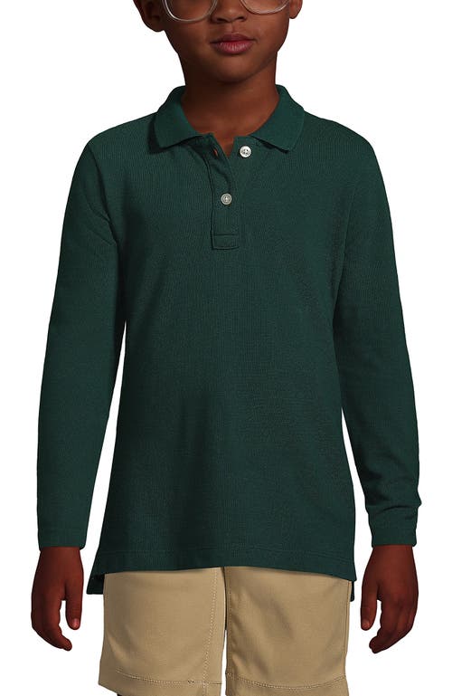 Shop Lands' End School Uniform Girls Long Sleeve Feminine Fit Mesh Polo Shirt In Evergreen