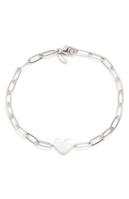 Amour Engravable Heart Pendant Bracelet in White Silver