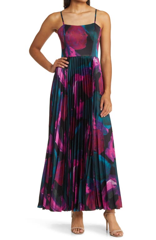 Hutch Floral Print Pleat A-Line Dress in Multi Brushstroke at Nordstrom, Size 8