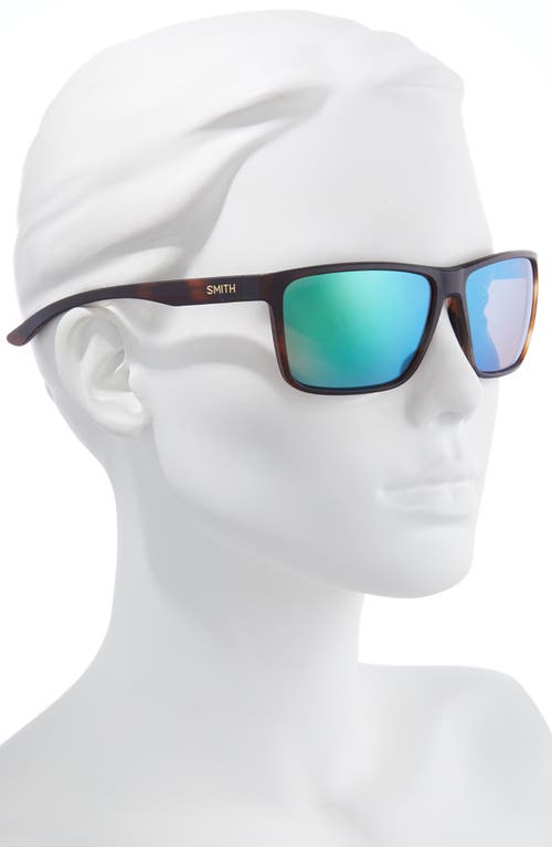 Smith Riptide 61mm Polarized Sport Square Sunglasses In Matte Tortoise/green Mirror