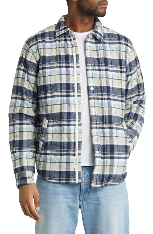 rag & bone Dane Plaid Down Quilted Flannel Snap-Up Shirt Jacket in Bluplaid
