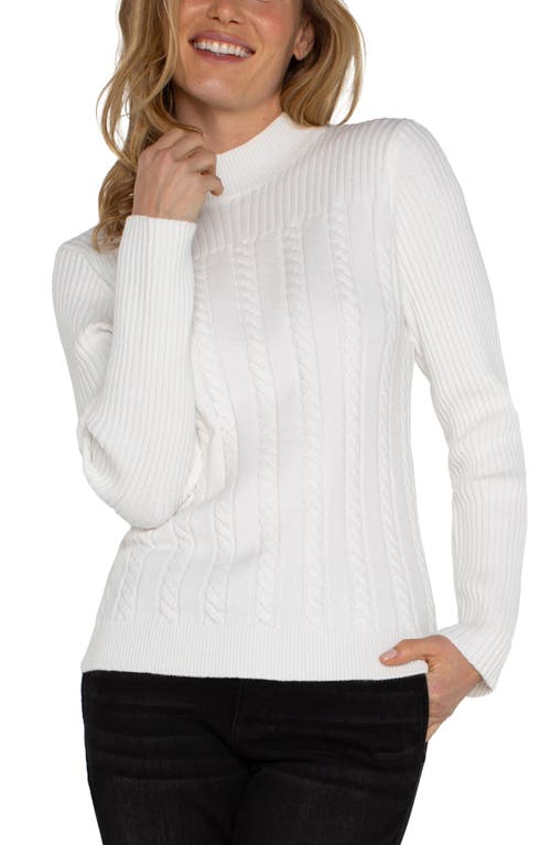 Shop Liverpool Mock Neck Cable Sweater In Porcelain