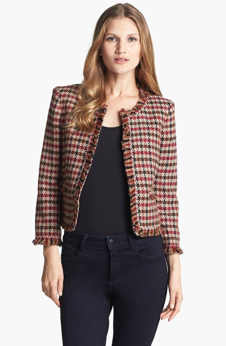 Anne Klein Fringe Trim Tweed Jacket | Nordstrom