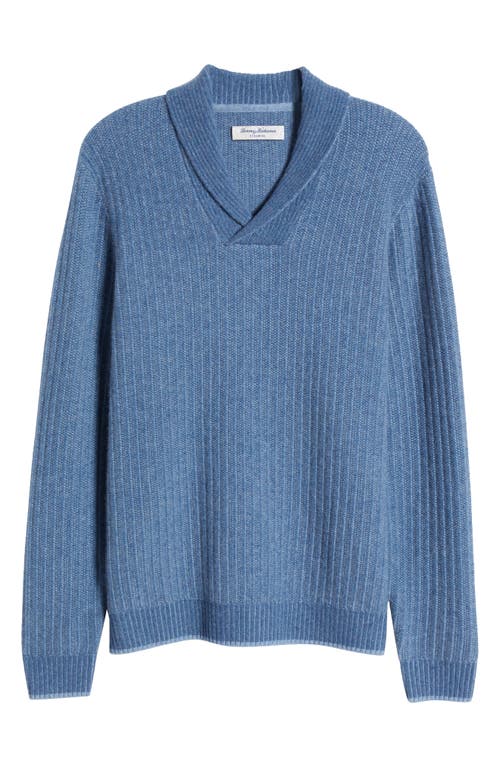 Shop Tommy Bahama Soundscape Cashmere Shawl Collar Sweater In Baltic