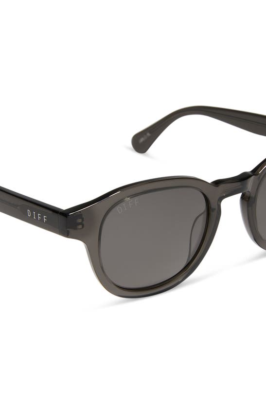 Shop Diff Arlo Xl 50mm Polarized Small Round Sunglasses In Black Smoke Crystal